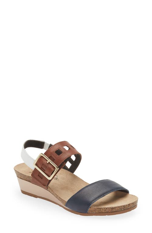 Shop Naot Dynasty Wedge Sandal In Ink/soft Chestnut/white