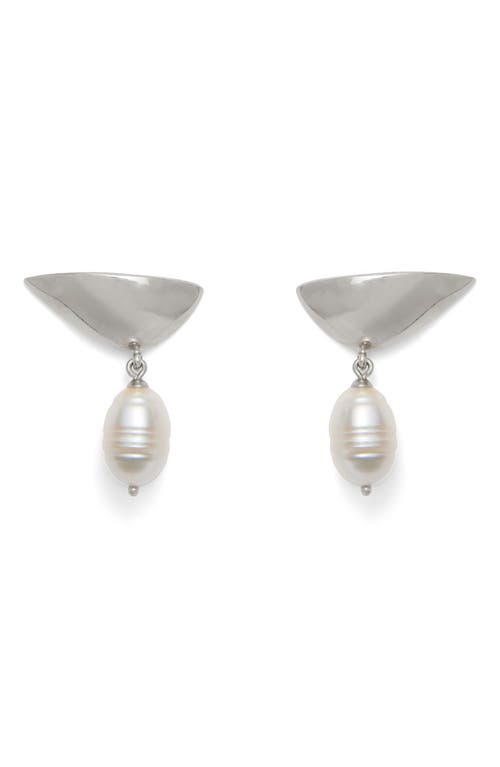 Lady Grey Freshwater Pearl Lobe Earrings in Silver/White Pearl at Nordstrom