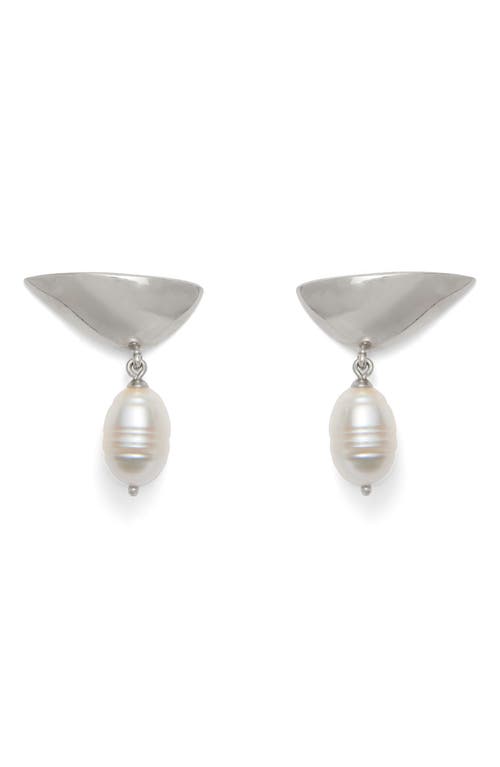 Lady Grey Freshwater Pearl Lobe Earrings In Silver/white Pearl