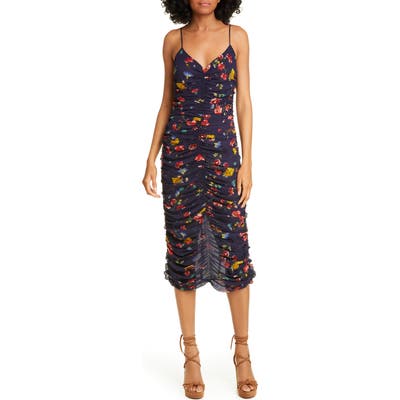 Nicholas Ruched Silk Slipdress, Blue