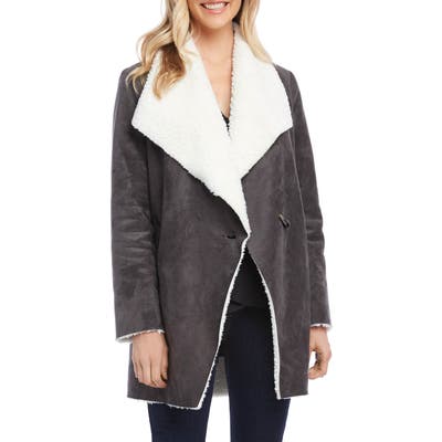 Karen Kane Faux Shearling Coat, Grey