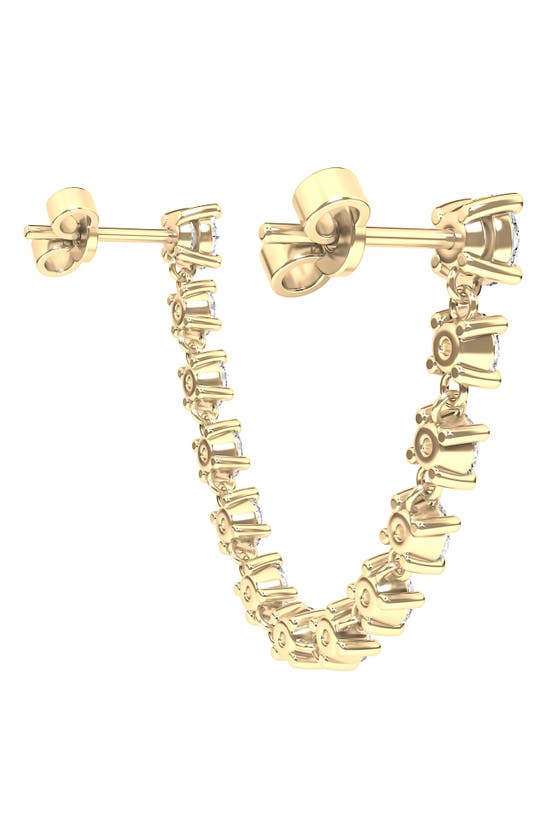 Hautecarat Lab-created Diamond Rope Chain Single Earring With Two Round Studs In 18k Yellow Gold