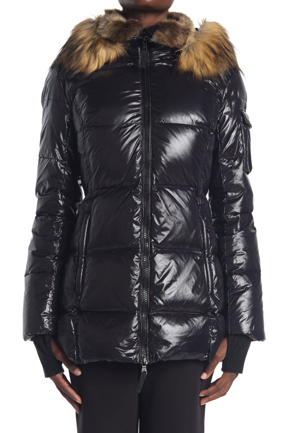 s13 faux fur quilted puffer jacket