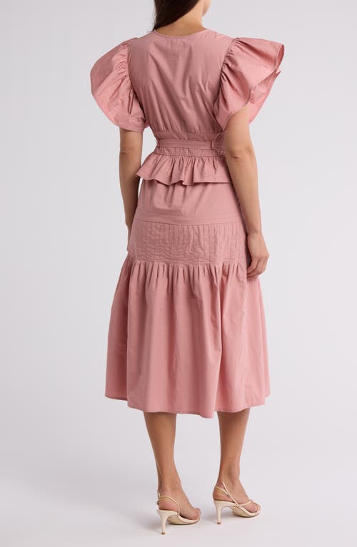 Wishlist Tiered Ruffle Midi Dress In Ash Rose