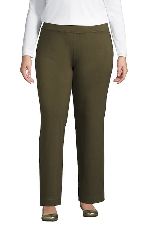 Shop Lands' End Plus Size Starfish Mid Rise Straight Leg Pants In Forest Moss