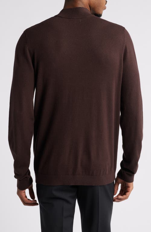 Shop Open Edit Solid Mock Neck Sweater In Brown Bean