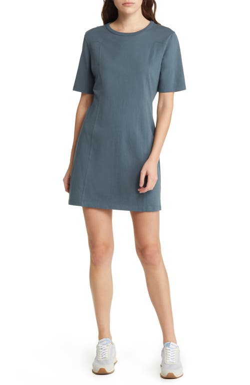 Treasure & Bond Seamed Organic Cotton T-Shirt Dress in Blue Slate