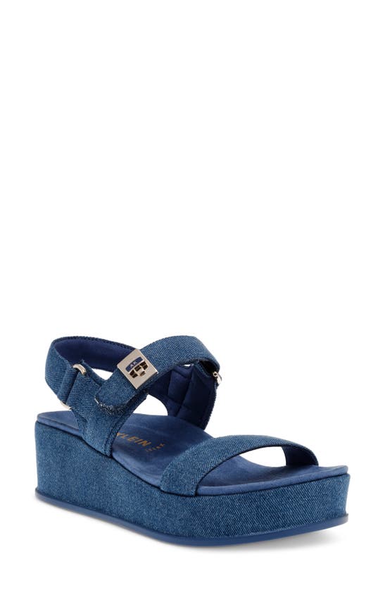 Shop Anne Klein Violette Slingback Platform Wedge Sandal In Denim
