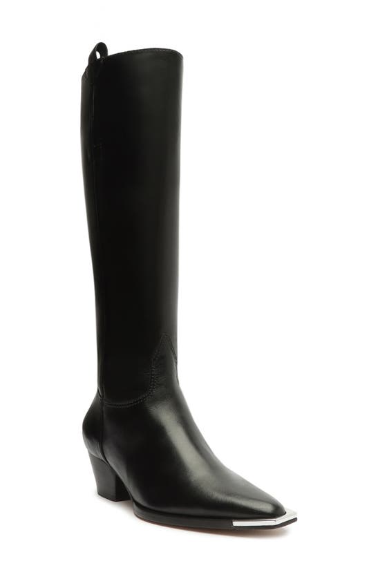 Schutz Tessie Up Calf Leather Boot In Black | ModeSens
