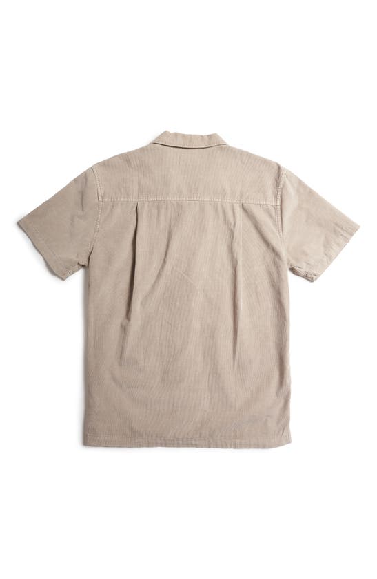 Shop Rowan Zion Cotton Corduroy Short Sleeve Button-up Shirt In Stone