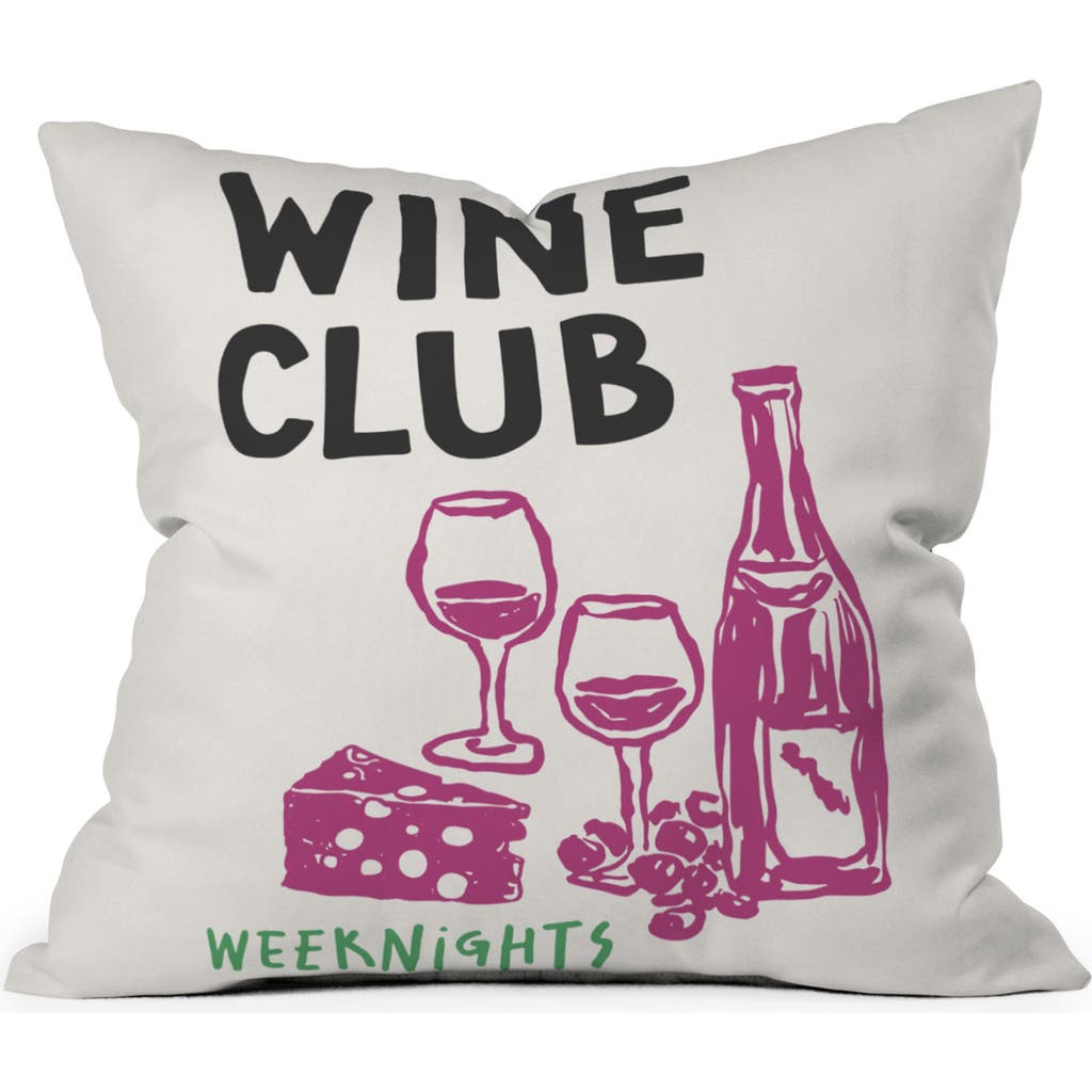 Deny Designs Club Print Throw Pillow In Wine Club White Multi