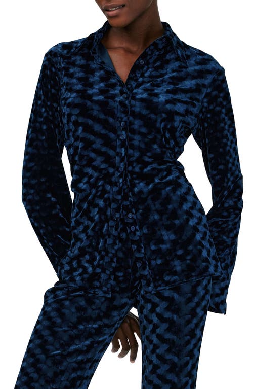 Diane von Furstenberg Soluck Velvet Shirt Circles Ocean Blue at Nordstrom,