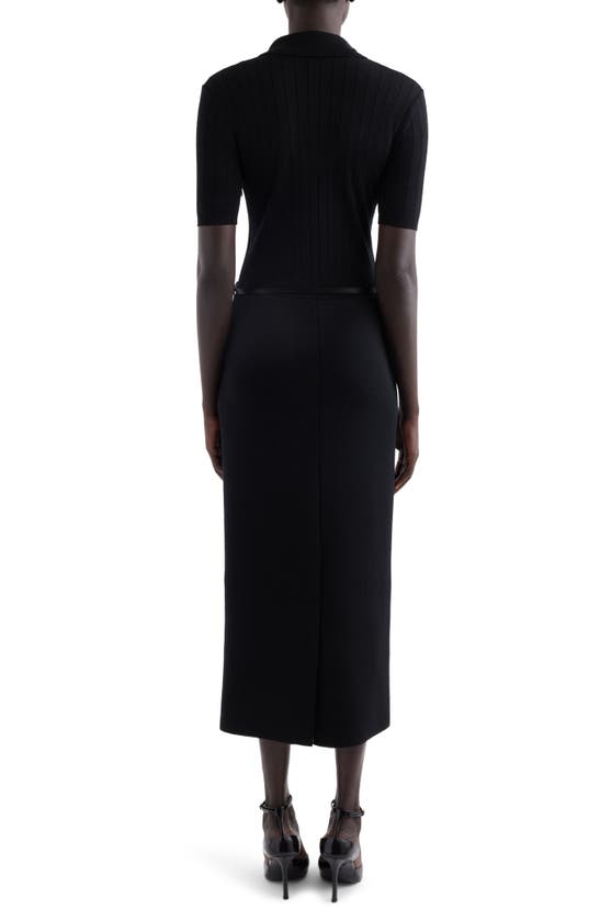 Shop Givenchy Belted Wool Polo Midi Dress In Black