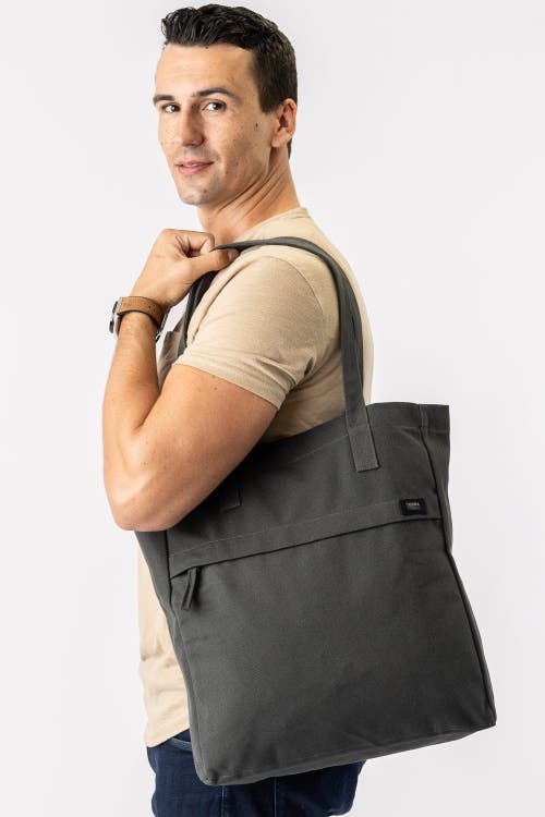 Terra Thread Organic Cotton Canvas Work Tote Bag In Charcoal Grey