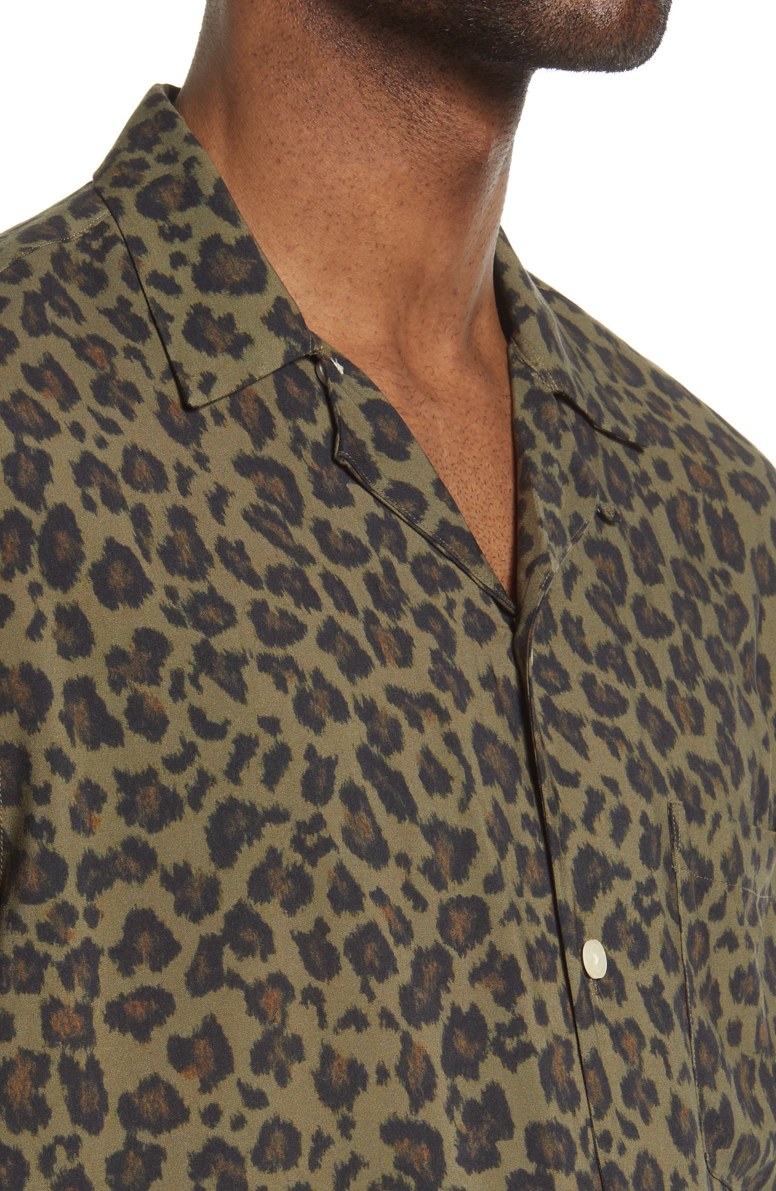mens leopard print short sleeve shirt