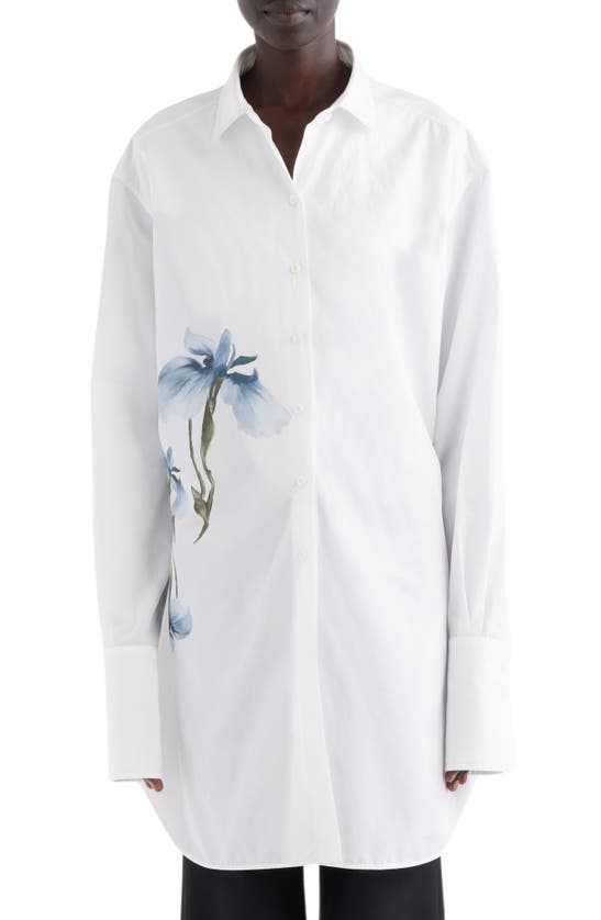 Shop Givenchy Oversize Iris Print Cotton Button-up Shirt In White