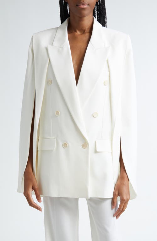 Shop Stella Mccartney Double Breasted Stretch Wool Cape Blazer In 9200 - Cream