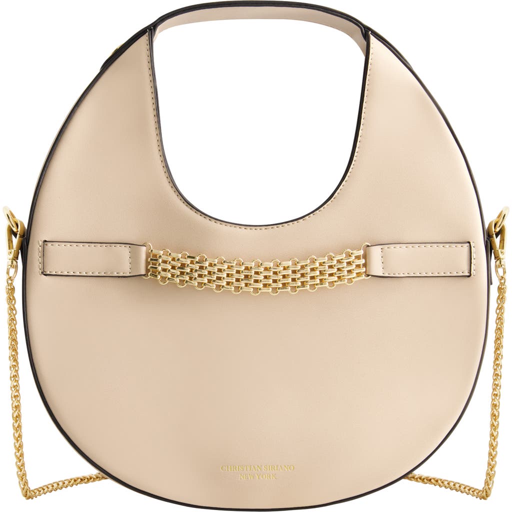 Shop Christian Siriano Round Chain Strap Bag In Taupe