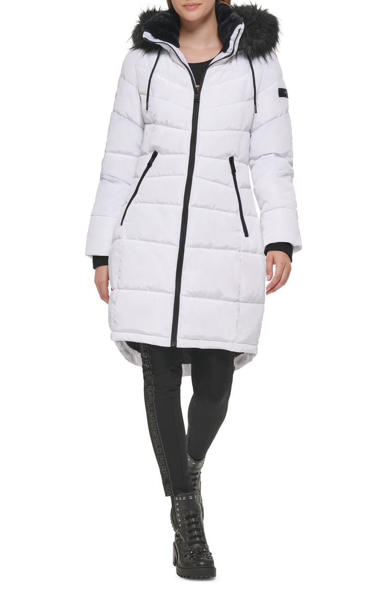 Karl Lagerfeld Paris Apres Ski Faux Fur Trim Hooded Puffer Jacket