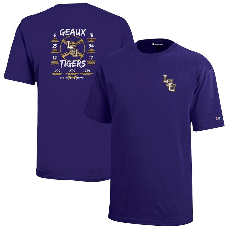 Champion Kids' Youth Purple Lsu Tigers Baseball Accomplishments T-shirt