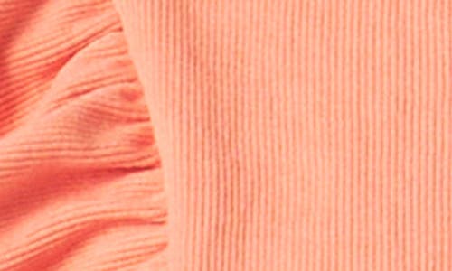 English Factory Merrow Ruffle Top In Coral Peach/white