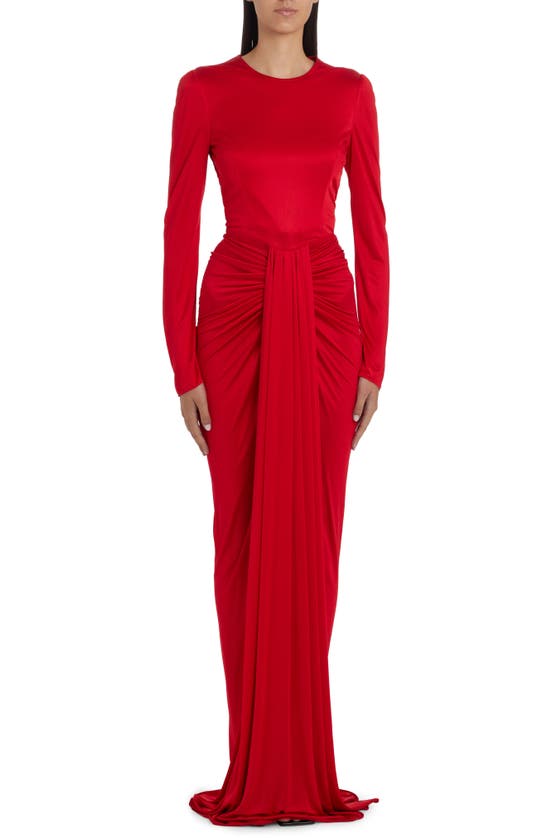 DOLCE & GABBANA RUCHED DRAPE FRONT JERSEY GOWN