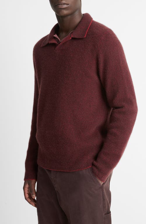 Shop Vince Thermal Knit Boiled Cashmere Sweater In Vermouth/oxblood