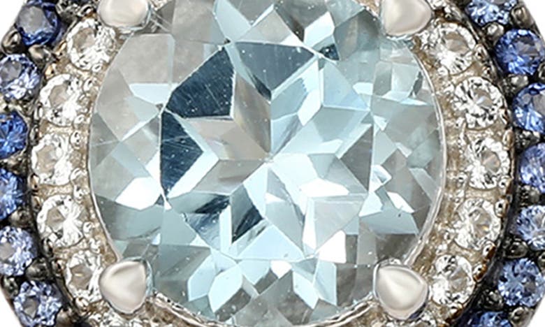 Shop Suzy Levian Semiprecious Stone Double Halo Stud Earrings In Blue