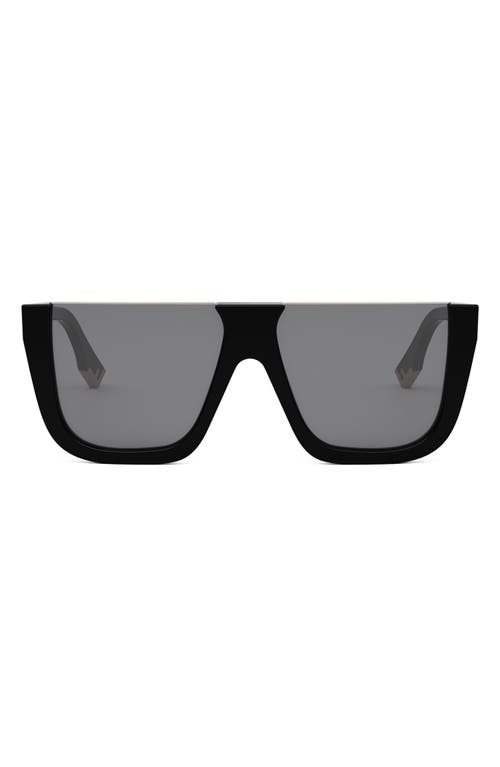 'Fendi Way Flat Top Sunglasses in Shiny Black /Smoke at Nordstrom