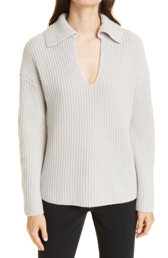 Vince Collared Wool & Cashmere Sweater In Sterling