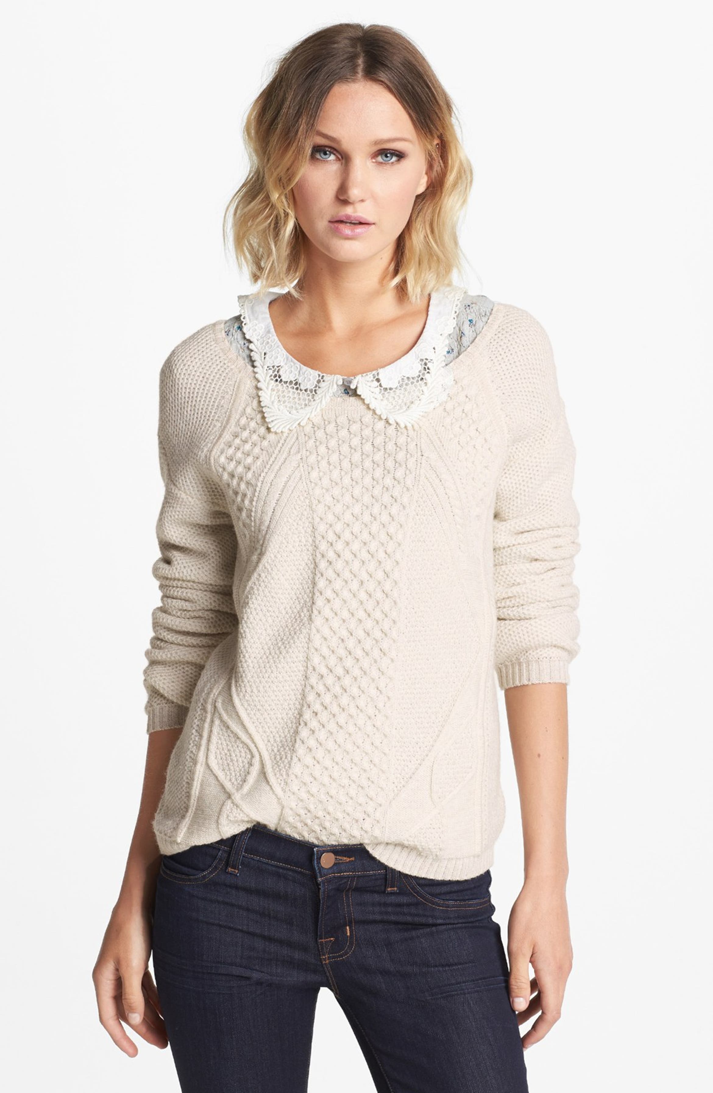 Hinge® Mixed Cable Knit Sweater | Nordstrom
