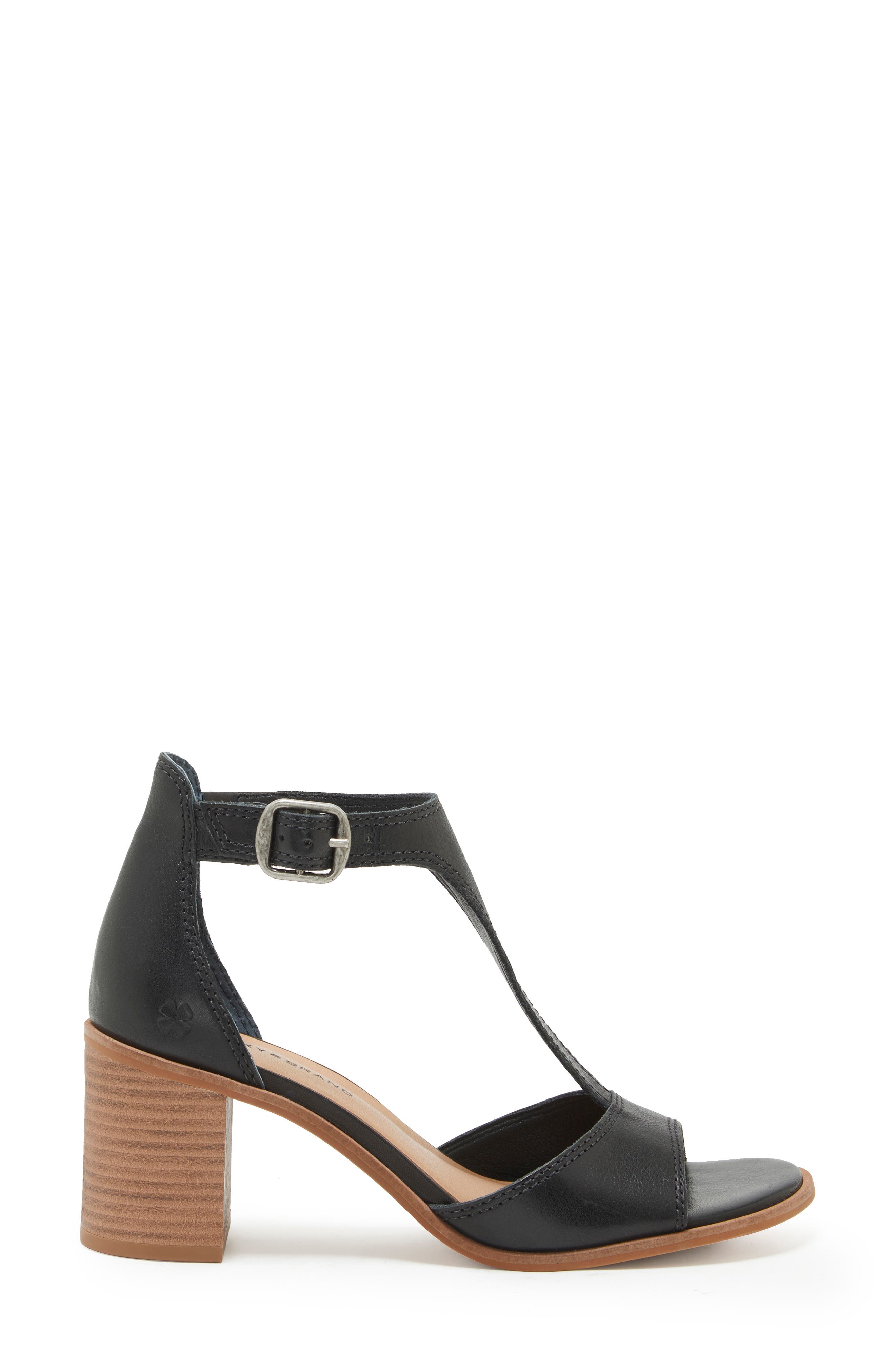 Lucky Brand Women's Sabeni Platform Sandal - Leather T-Strap Block Heel