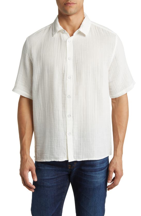 Rag & Bone Dalton Short Sleeve Button-up Cotton Gauze Shirt In Blue