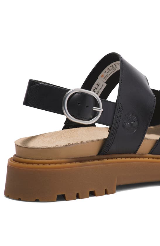 Shop Timberland Clairemont Way Cross Strap Sandal In Black Full Grain