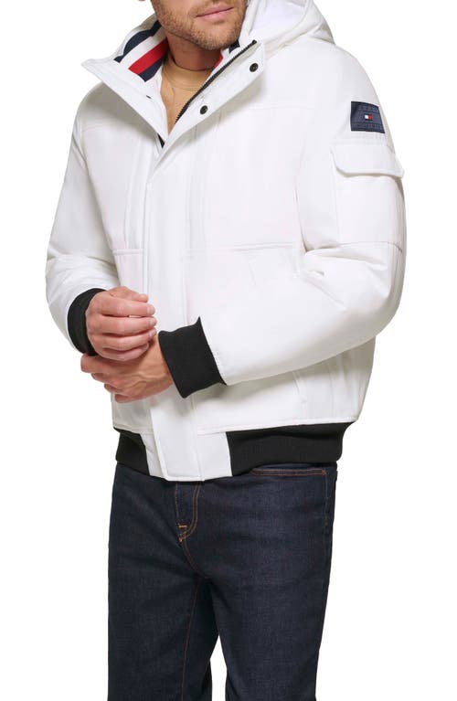 Shop Tommy Hilfiger Arctic Hooded Bomber Jacket In White