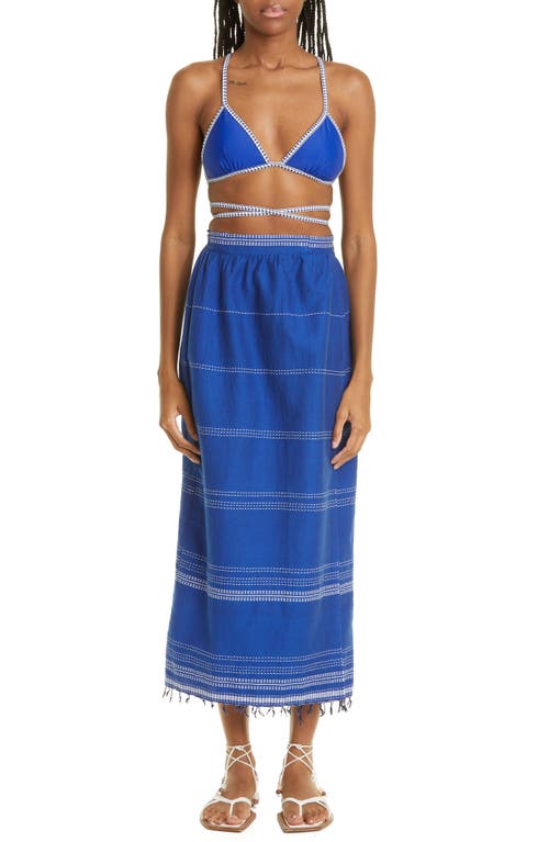 lemlem Inku Cover-Up Wrap Skirt in Blue at Nordstrom, Size Large