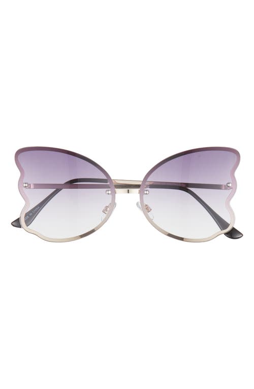 55mm Gradient Butterfly Sunglasses in Gold- Purple