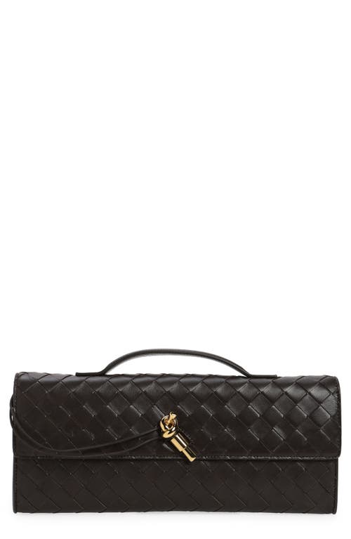 Bottega Veneta Womens Andiamo Long Intrecciato-weave Leather Clutch Fondant-m Brass In Fondant Brass