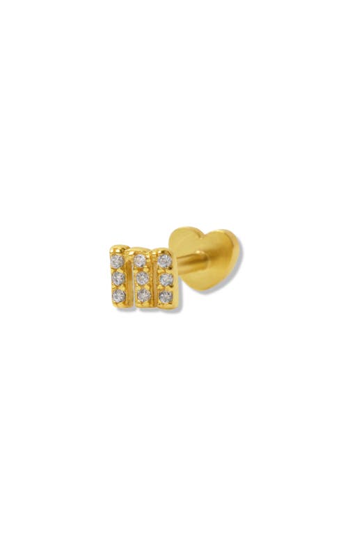 Argento Vivo Sterling Silver Pavé Cubic Zirconia Initial Single Stud Earring in Gold-M 