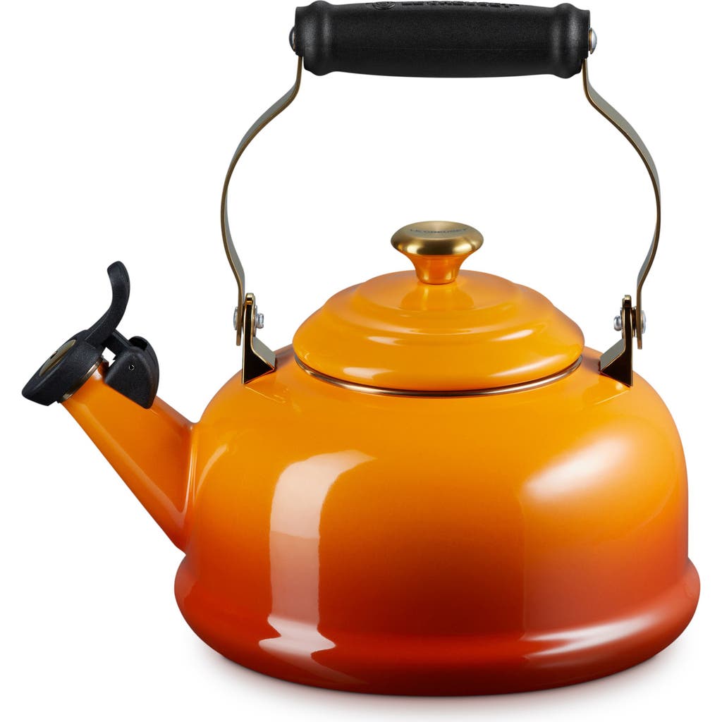 Le Creuset Noël Collection Whistling Tea Kettle In Persimmon