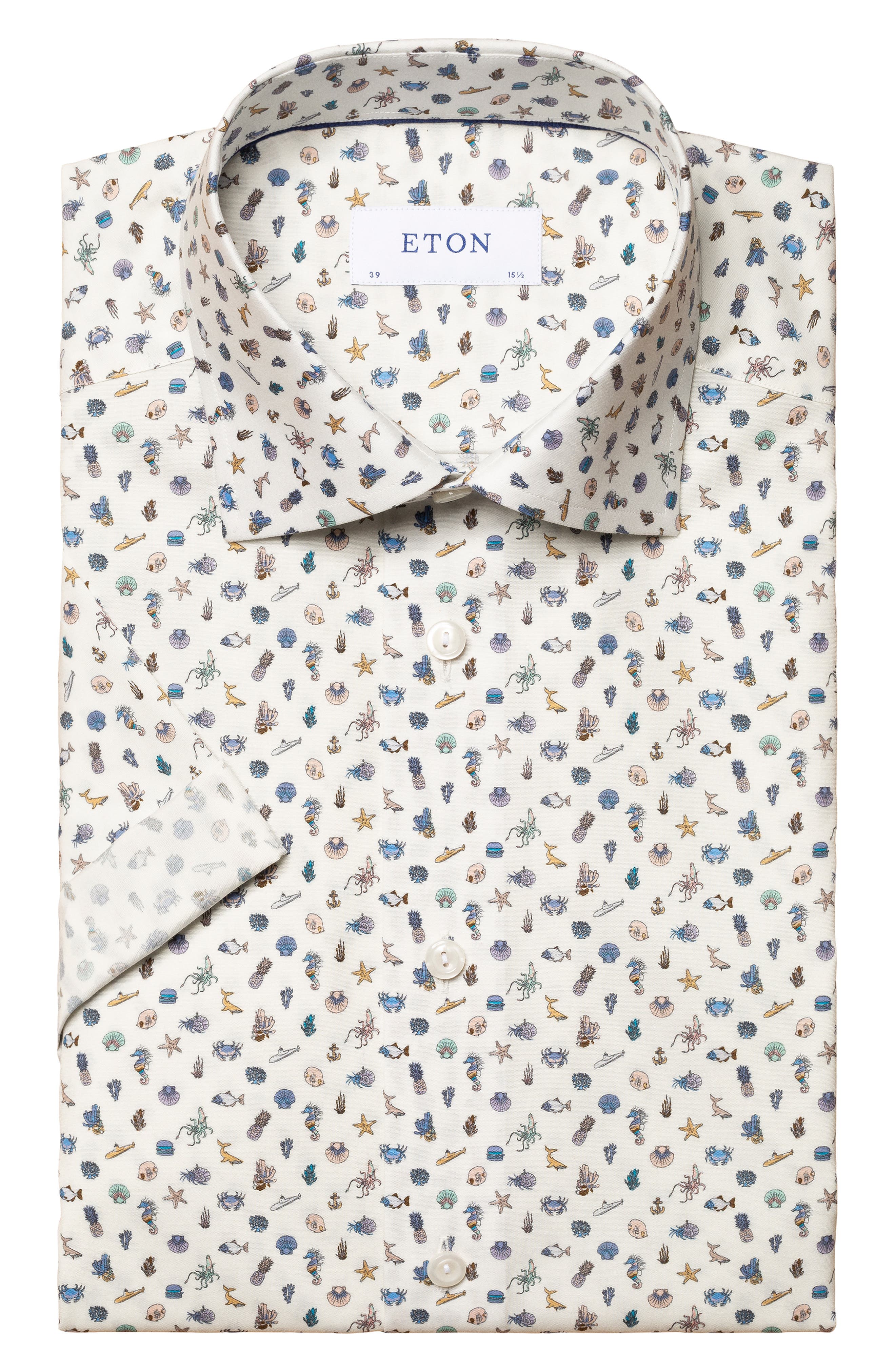 Eton Ocean Print Wrinkle Free Dress 