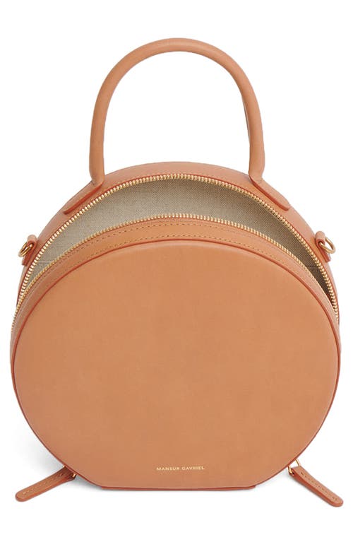 Shop Mansur Gavriel Circle Leather Crossbody Bag In Cammello