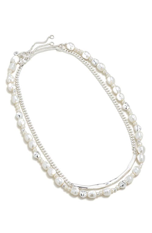 Madewell Assorted Set of 2 Cultured Freshwater Pearl & Chain Necklaces in Light Silver Ox at Nordstrom