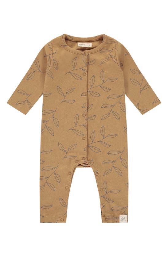 Babyface Babies' Leaf Print Romper In Curry