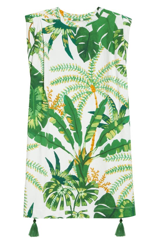 Shop Farm Rio Tropical Forest Cotton Shift Dress In Tropical Forest Off-white