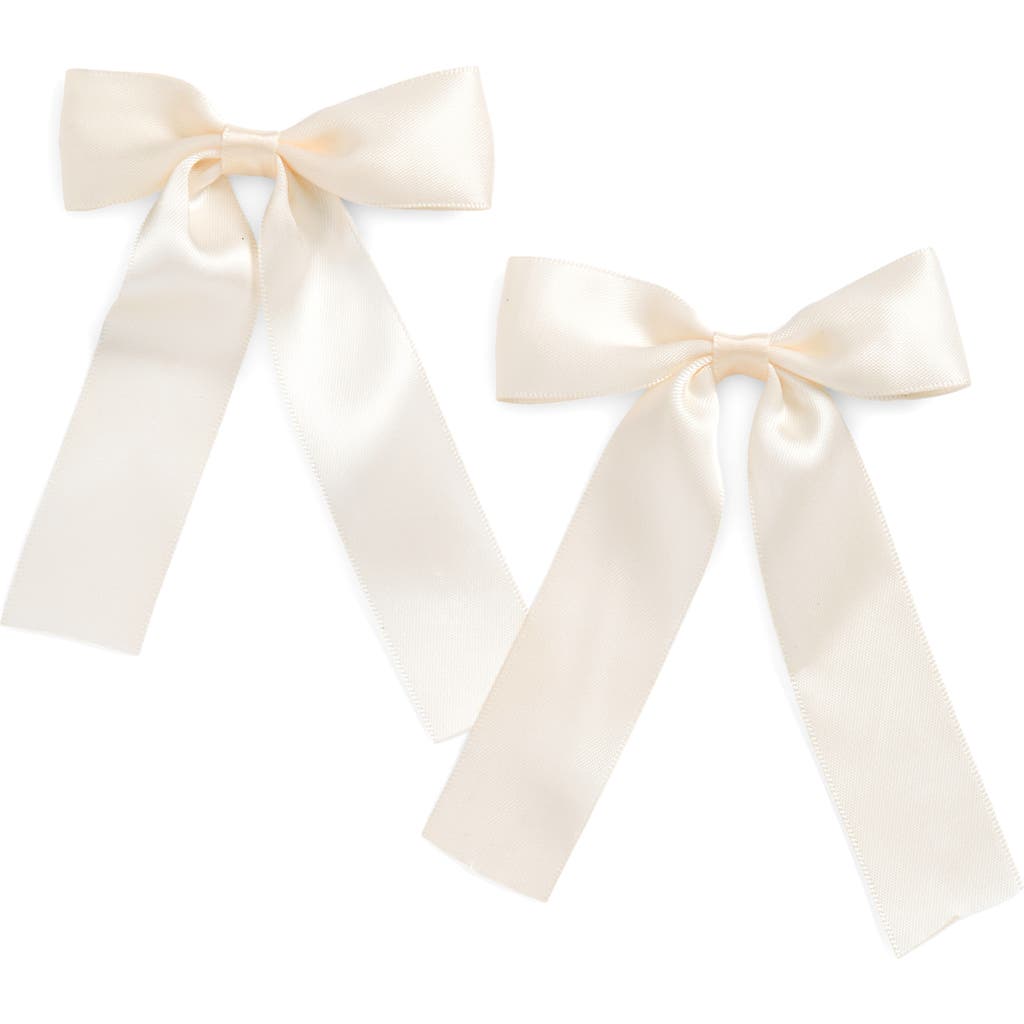 Bp. 2-pack Satin Bow Hair Clips In Ivory