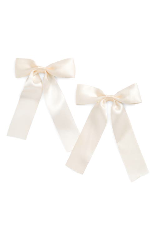 2-Pack Satin Bow Hair Clips in Ivory