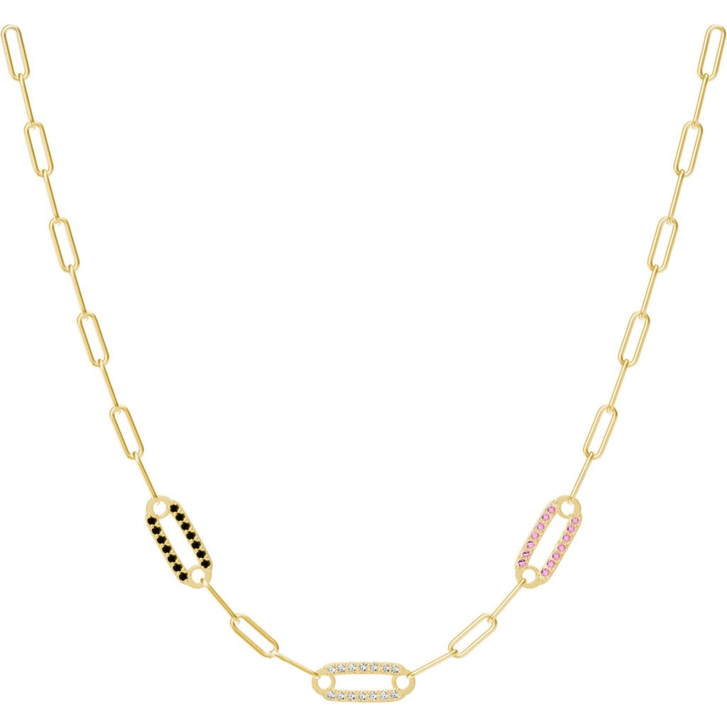 Donatello Gian Paperclip Crystal Necklace In Gold