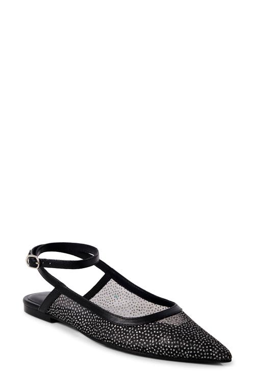 Free People Jules Glitter Mesh Pointed Toe Ankle Strap Flat In Black