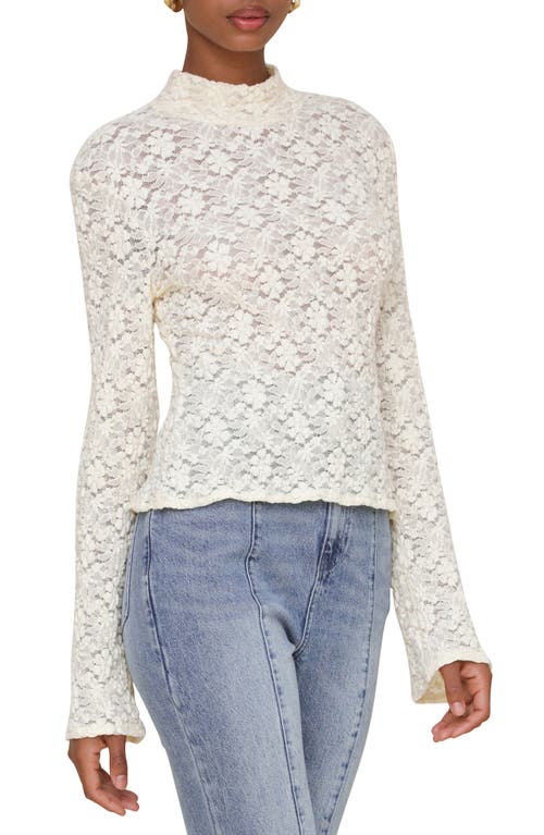 Shop Avec Les Filles Lace Turtleneck Top In Cream